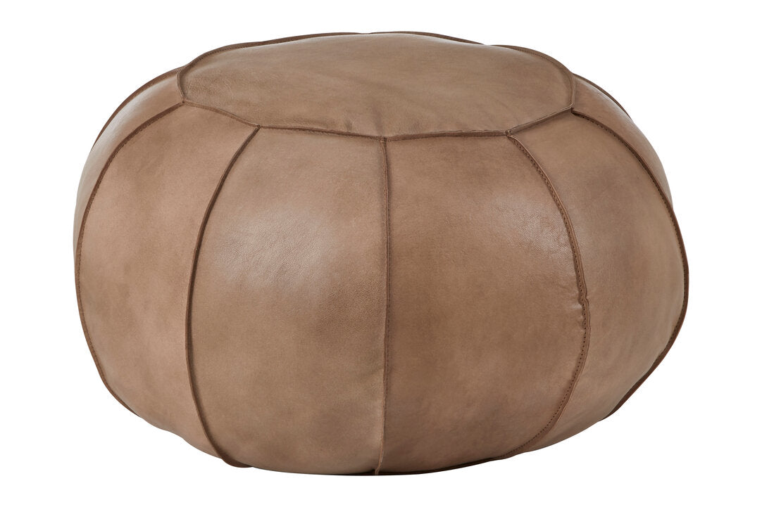 Brown Leather Pouffe