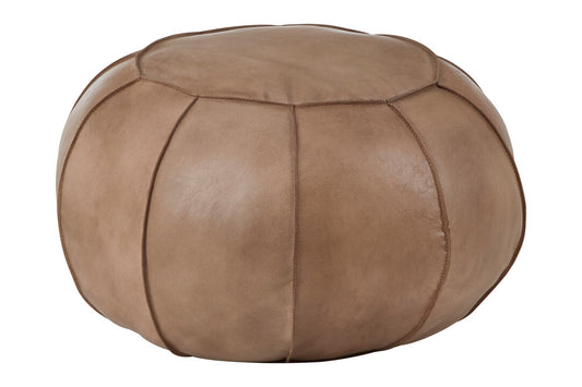 Brown Leather Pouffe