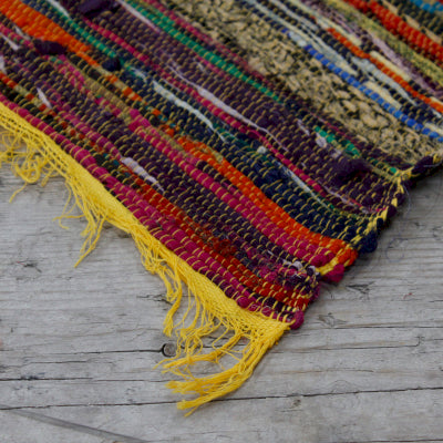 Indian Rag Rug - Yellow - 153cm x 90cm