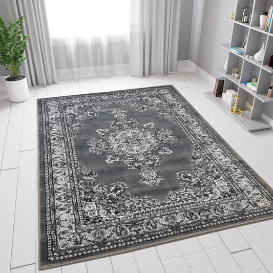 Grey Traditional Oriental Style Vintage Rug