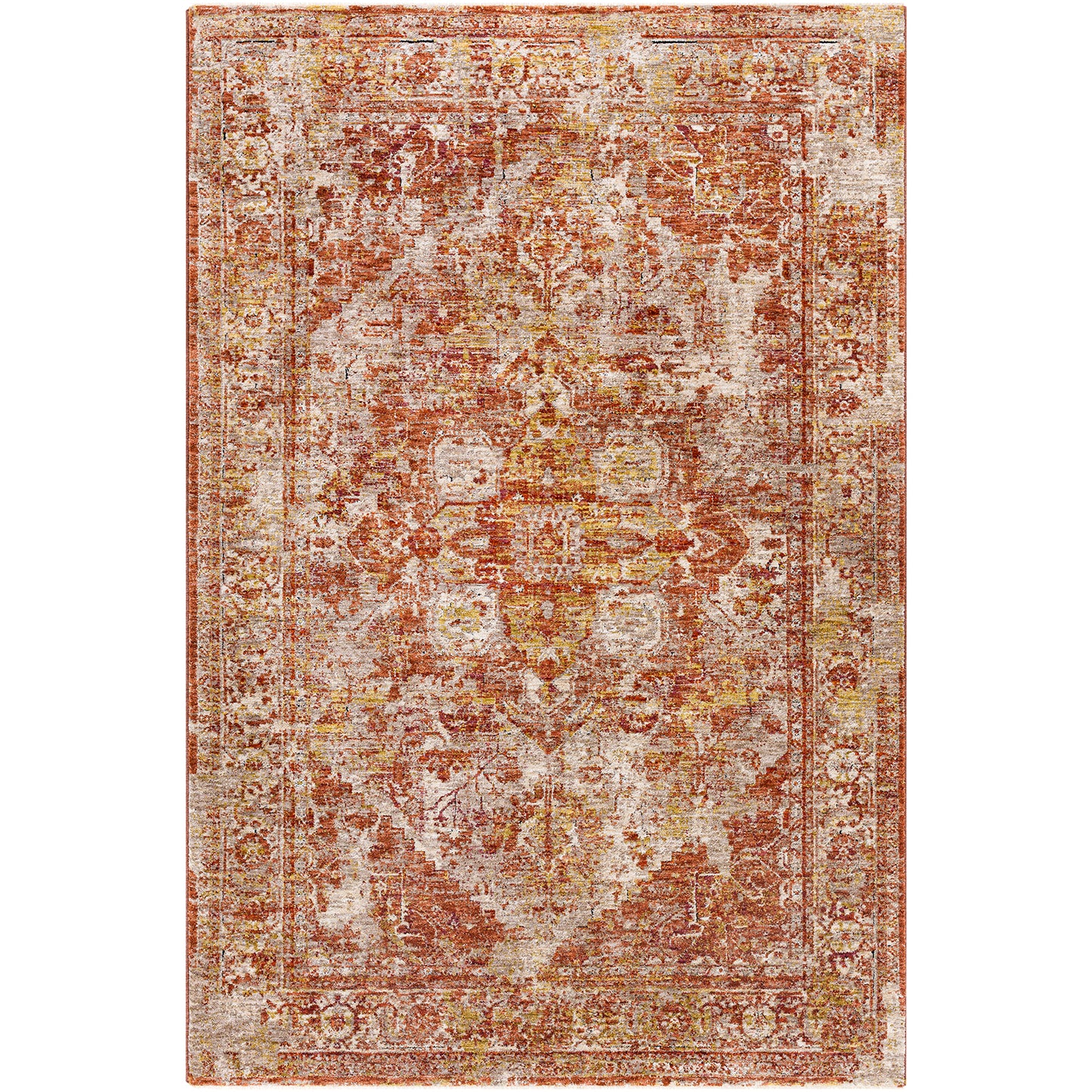 Mirabel Rust Vintage Traditional Boho Fringe Rug