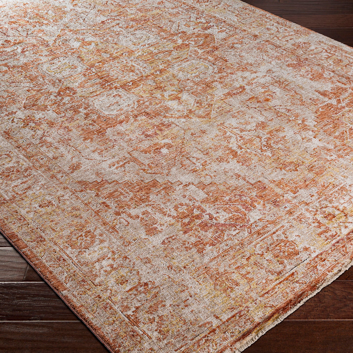 Mirabel Rust Vintage Traditional Boho Fringe Rug