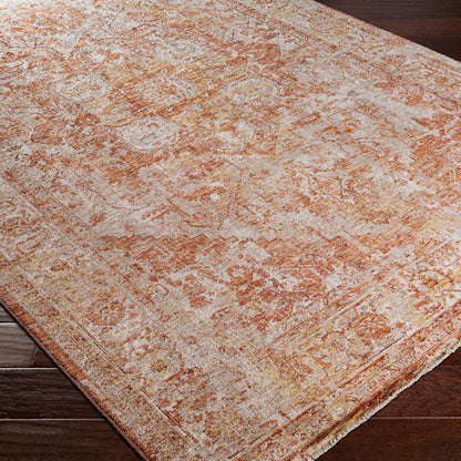 Mirabel Rust Vintage Traditional Boho Fringe Rug