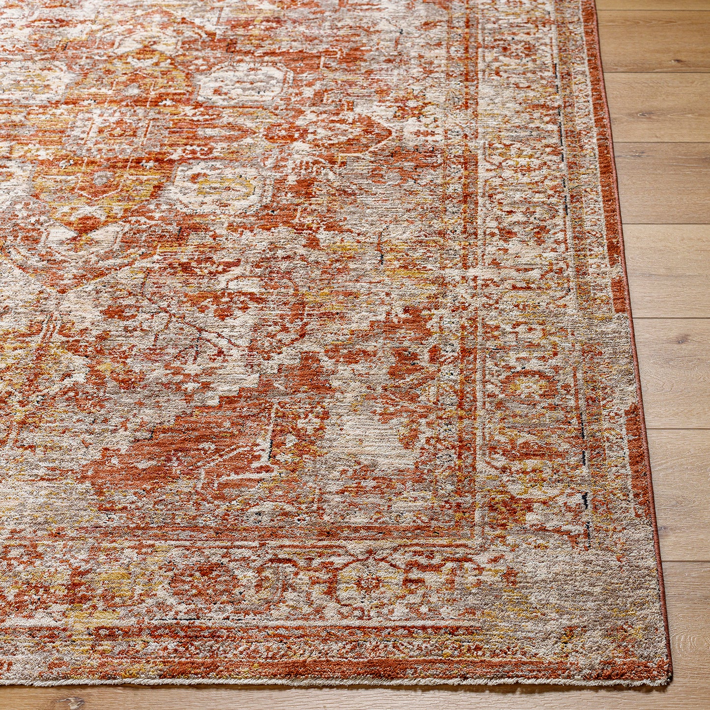 Mirabel Rust Vintage Traditional Boho Fringe Rug