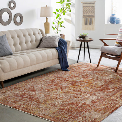 Mirabel Rust Vintage Traditional Boho Fringe Rug