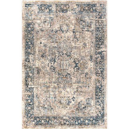 Mirabel Blue Vintage Traditional Boho Fringe Rug