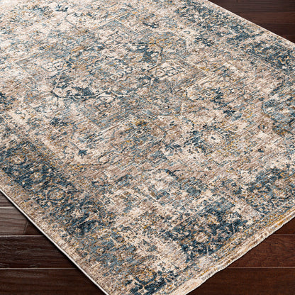 Mirabel Blue Vintage Traditional Boho Fringe Rug