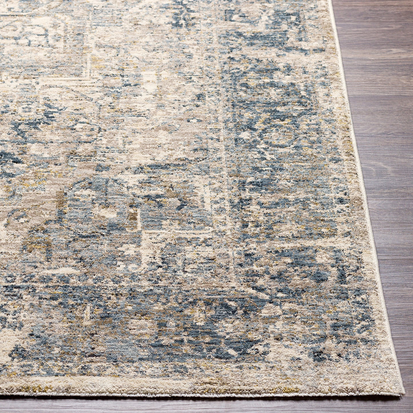 Mirabel Blue Vintage Traditional Boho Fringe Rug