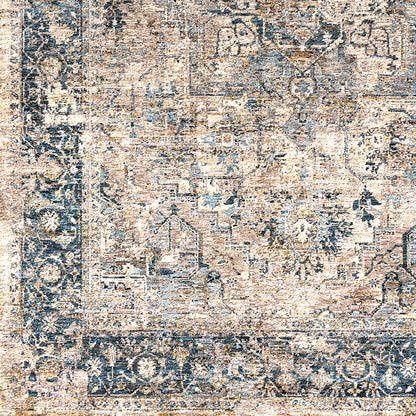 Mirabel Blue Vintage Traditional Boho Fringe Rug