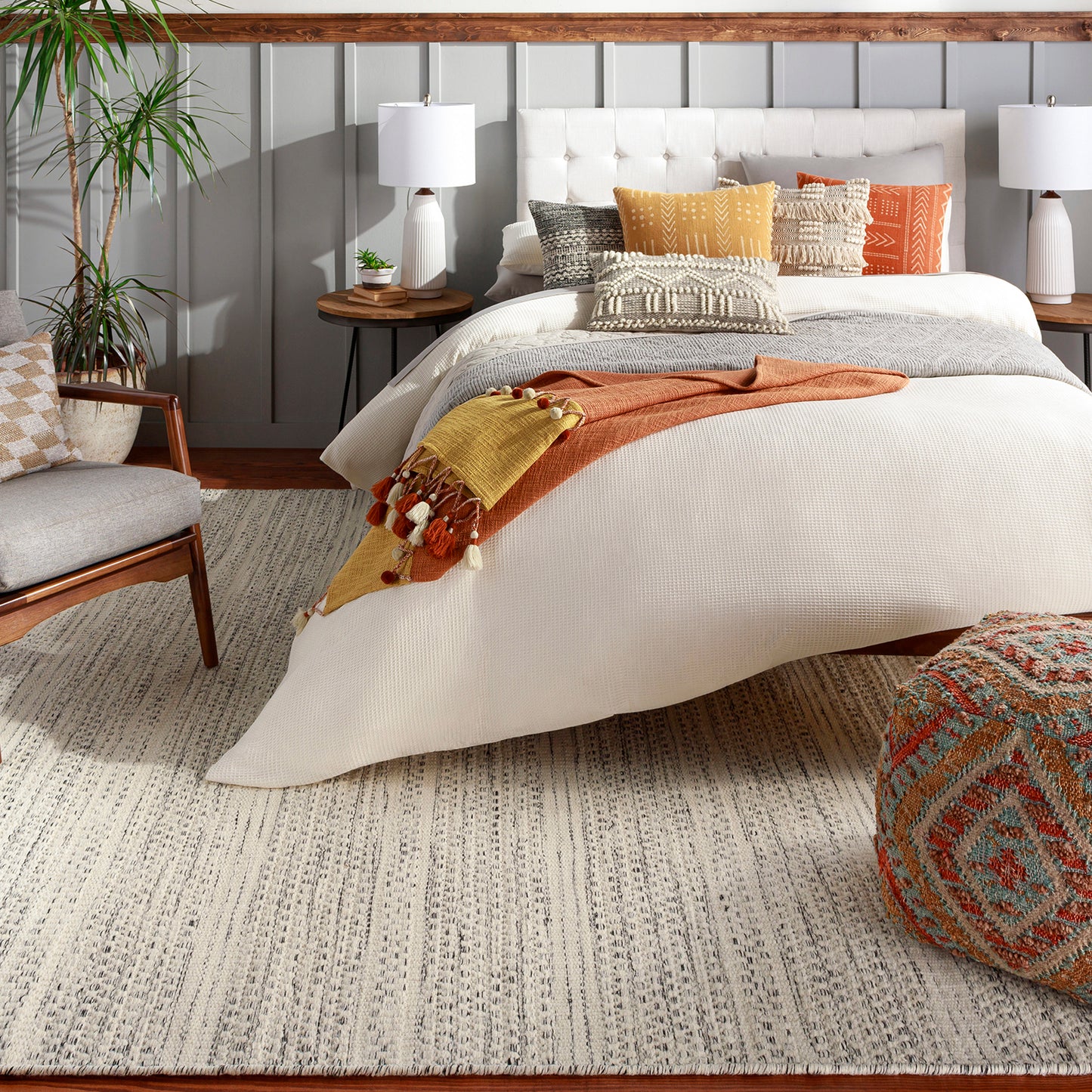 Mardin Global Cream Geometric Wool Rug