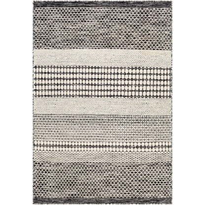 Mardin Global Black and Cream Geometric Wool Rug