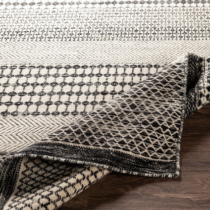 Mardin Global Black and Cream Geometric Wool Rug