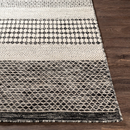 Mardin Global Black and Cream Geometric Wool Rug