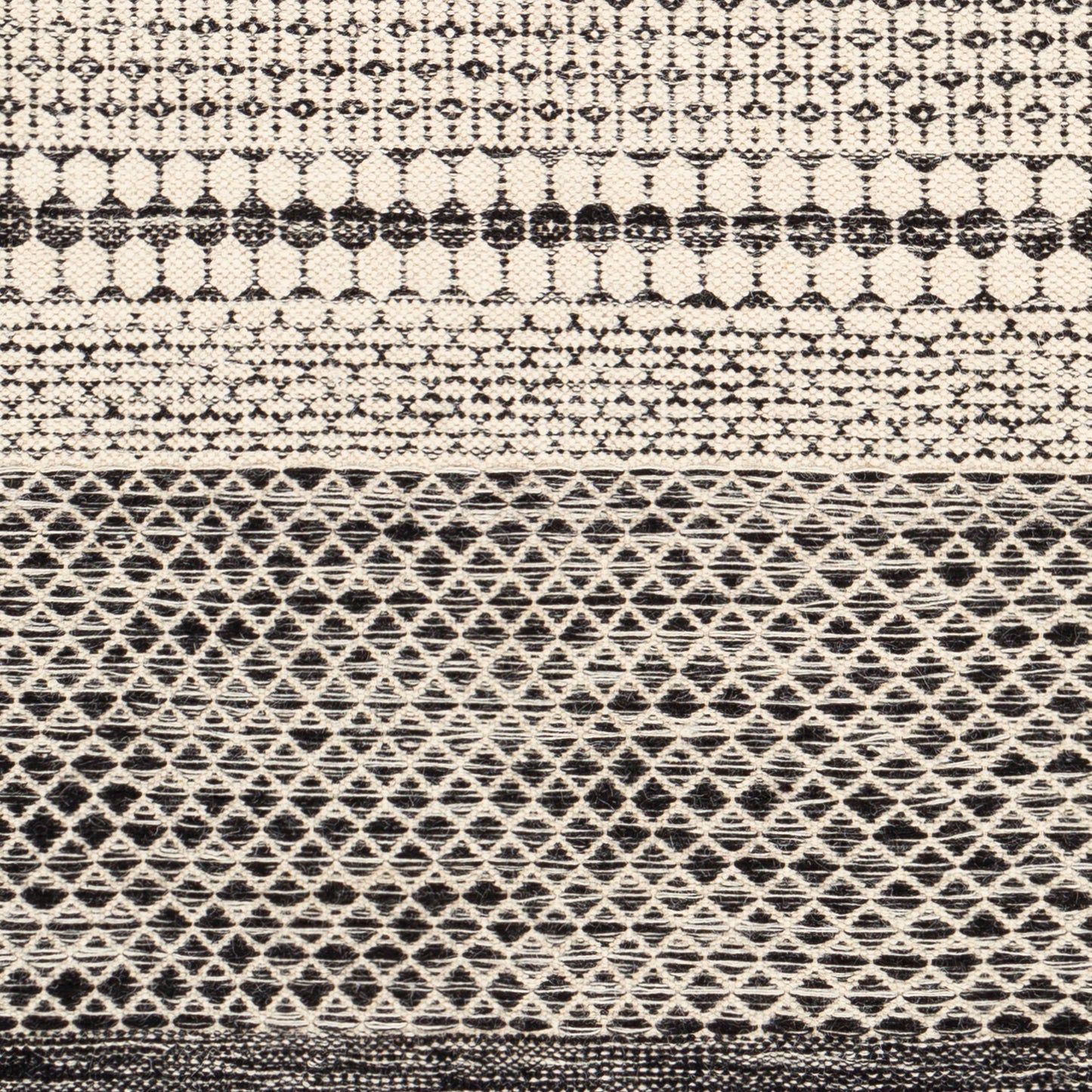 Mardin Global Black and Cream Geometric Wool Rug