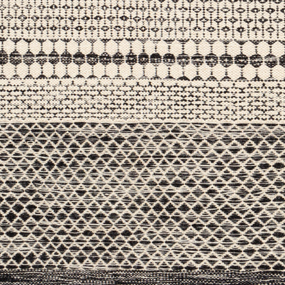 Mardin Global Black and Cream Geometric Wool Rug