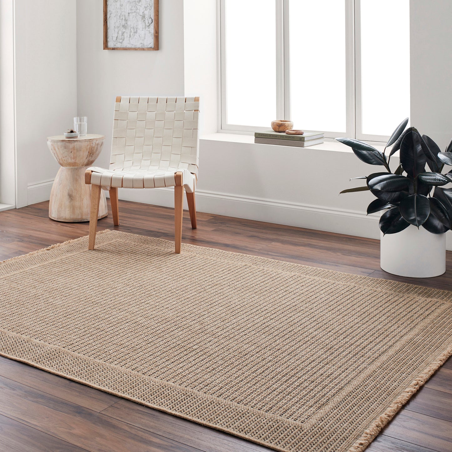 Mirage Cottage Tan Fringe Jute Look Rug
