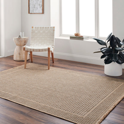 Mirage Cottage Tan Fringe Jute Look Rug