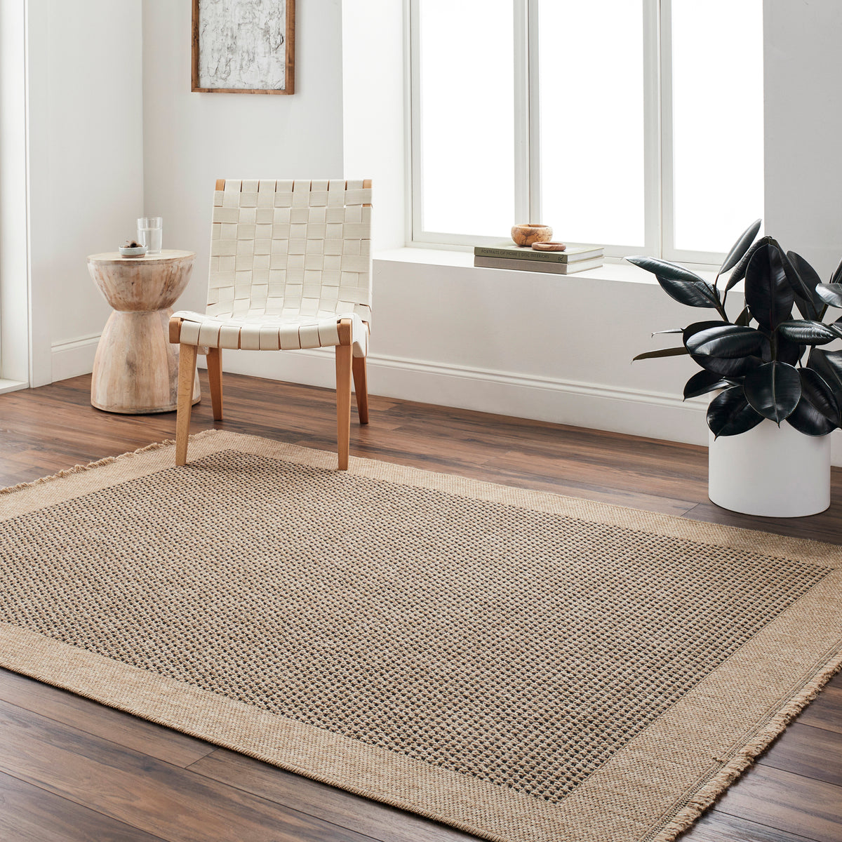 Mirage Cottage Tan Fringe Jute Look Rug