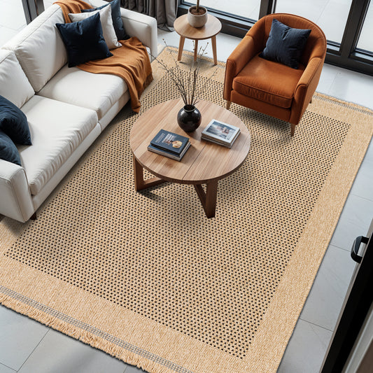 Mirage Cottage Tan Fringe Jute Look Rug