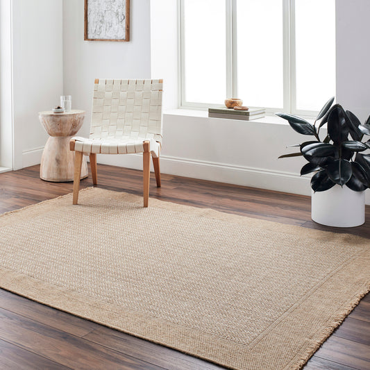 Mirage Cottage Tan Fringe Jute Look Rug
