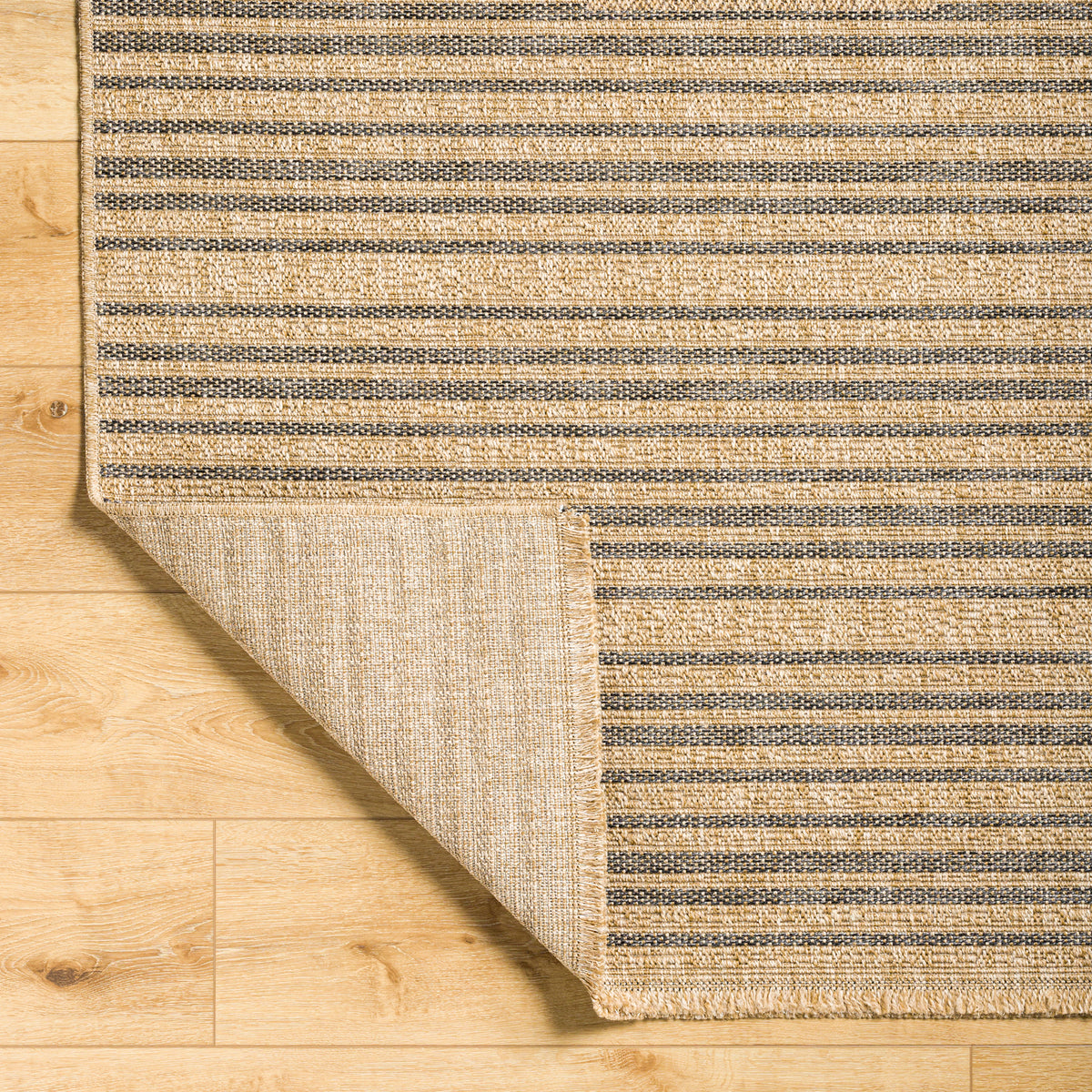 Mirage Cottage Tan Stripe Fringe Jute Look Rug