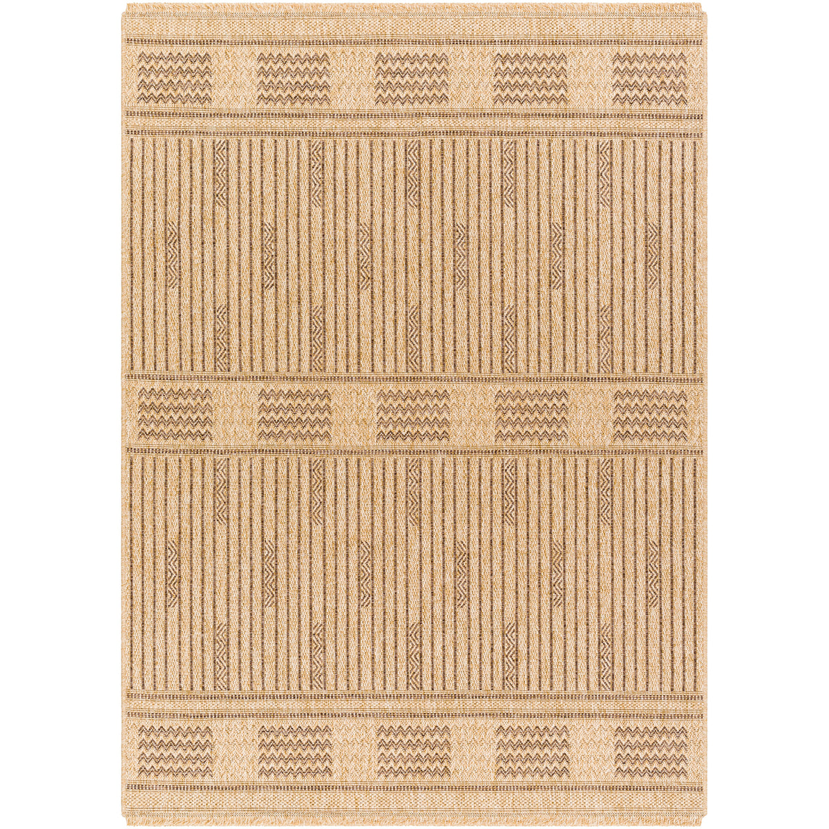 Mirage Cottage Tan Tribal Fringe Jute Look Rug