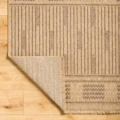Mirage Cottage Tan Tribal Fringe Jute Look Rug