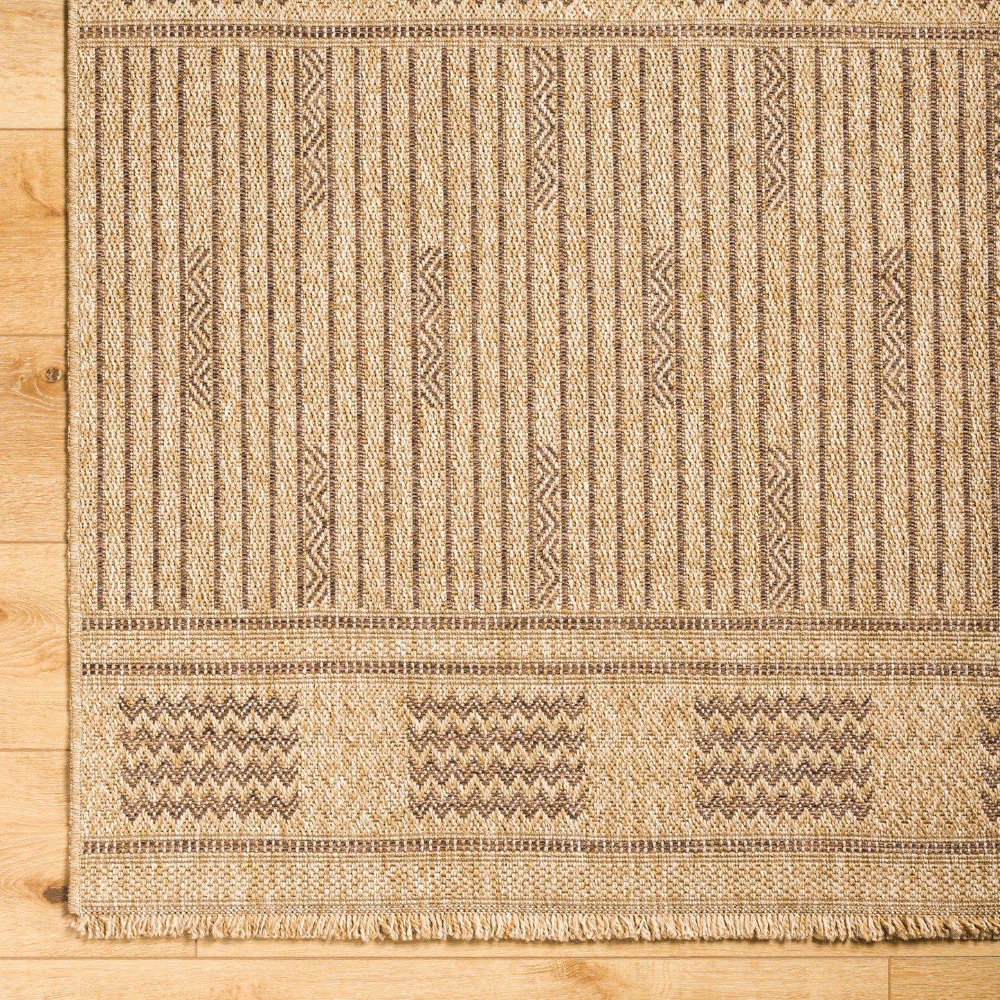 Mirage Cottage Tan Tribal Fringe Jute Look Rug