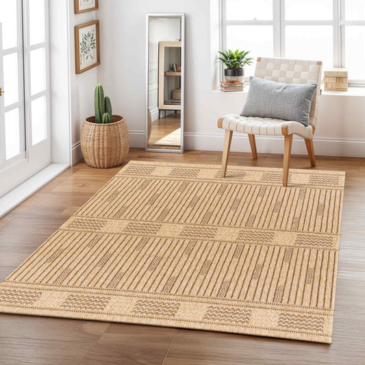 Mirage Cottage Tan Tribal Fringe Jute Look Rug