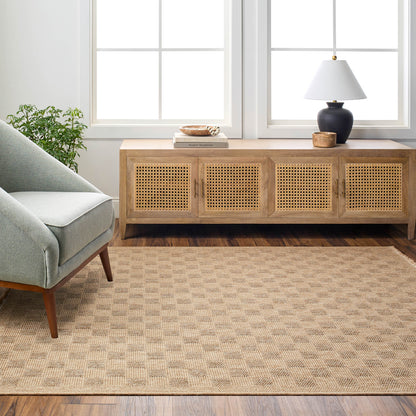 Mirage Cottage Brown Checkboard Fringe Jute Look Rug