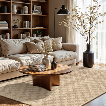 Mirage Cottage Brown Checkboard Fringe Jute Look Rug