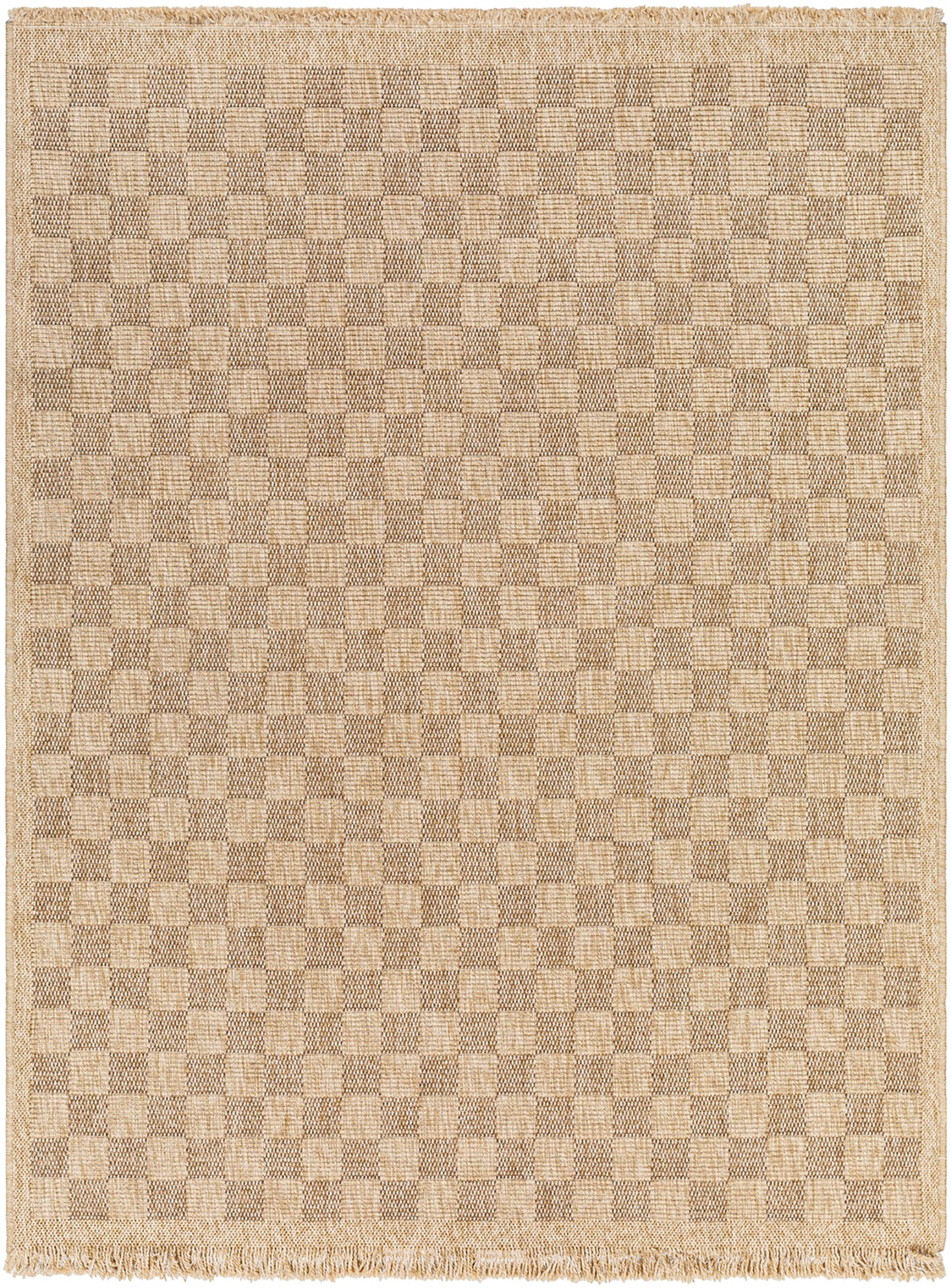 Mirage Cottage Brown Checkboard Fringe Jute Look Rug