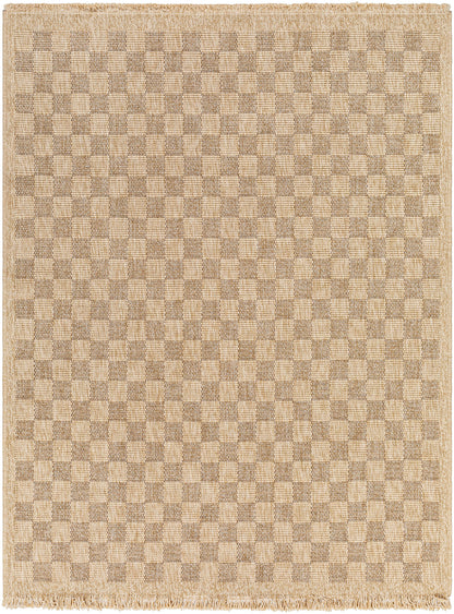Mirage Cottage Brown Checkboard Fringe Jute Look Rug