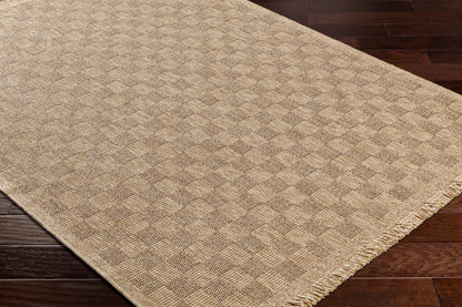 Mirage Cottage Brown Checkboard Fringe Jute Look Rug