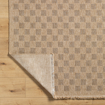 Mirage Cottage Brown Checkboard Fringe Jute Look Rug