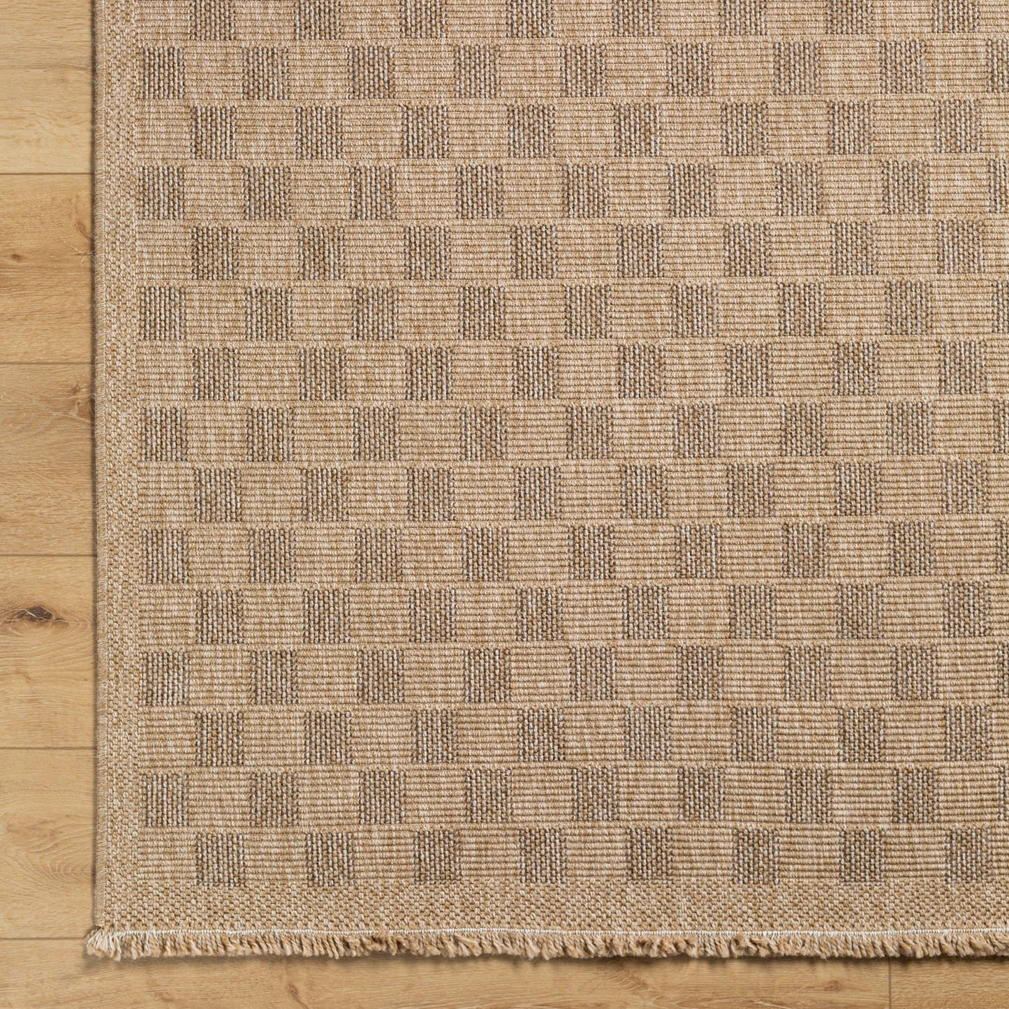 Mirage Cottage Brown Checkboard Fringe Jute Look Rug