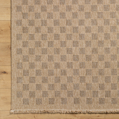 Mirage Cottage Brown Checkboard Fringe Jute Look Rug