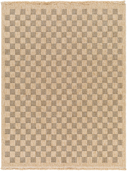 Mirage Cottage Brown Checkboard Fringe Jute Look Rug