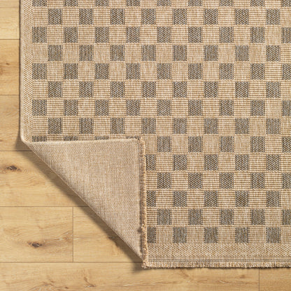 Mirage Cottage Brown Checkboard Fringe Jute Look Rug