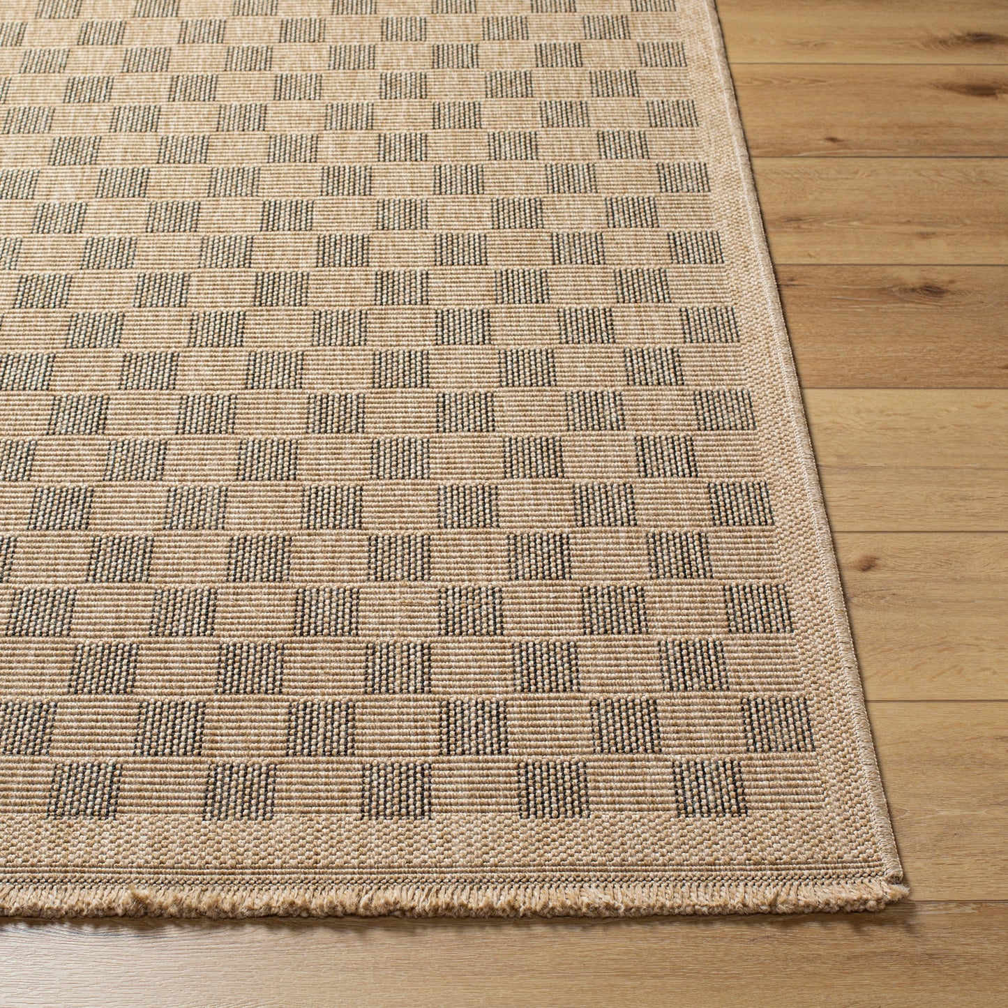 Mirage Cottage Brown Checkboard Fringe Jute Look Rug