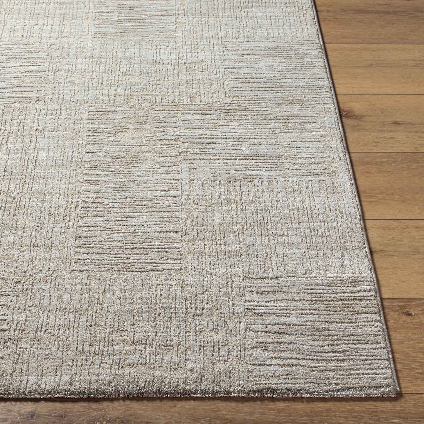 Masterpiece Grey Modern Abstract Fringe Rug
