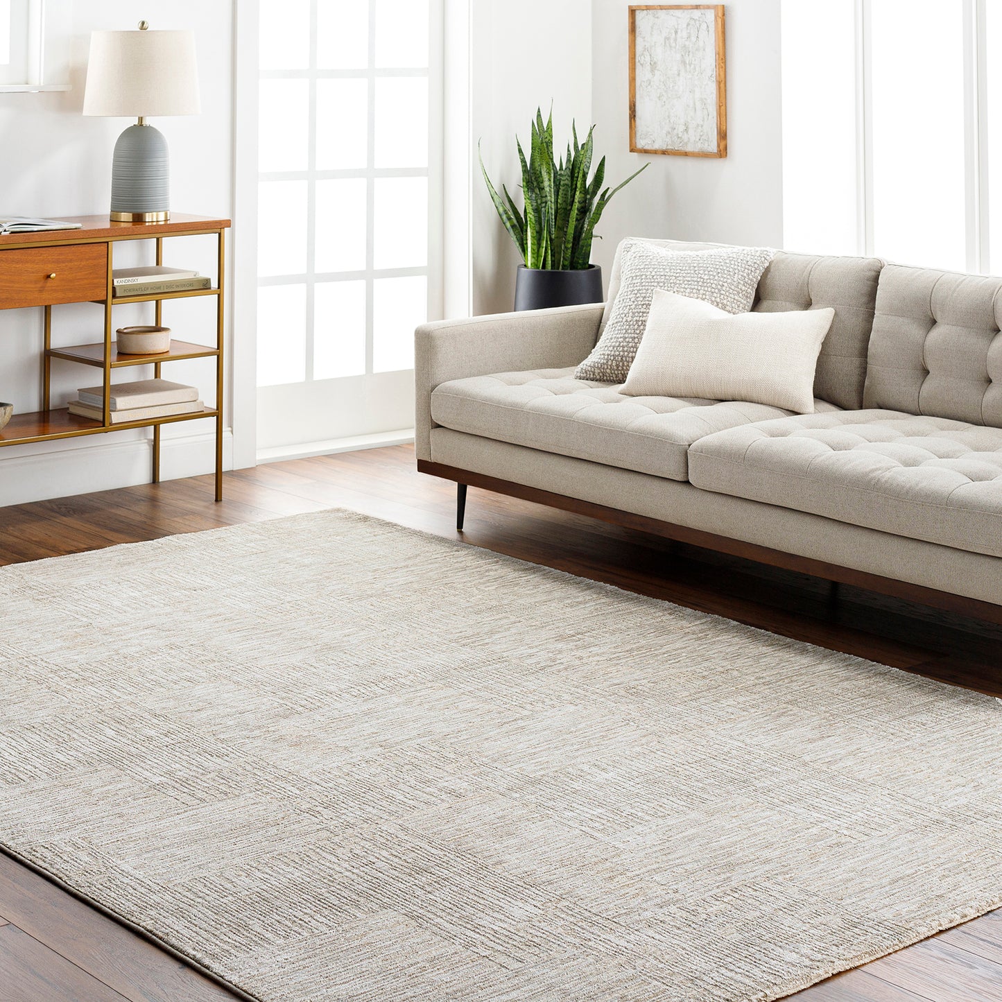 Masterpiece Grey Modern Abstract Fringe Rug