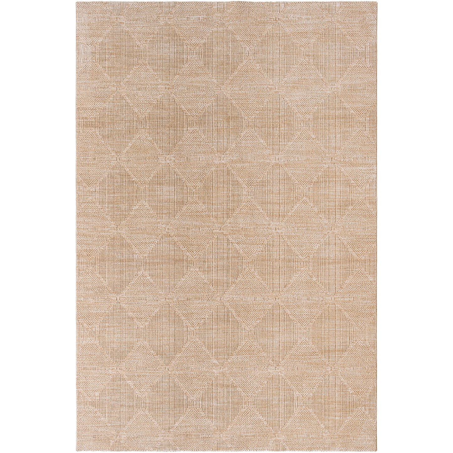 Masterpiece Beige Modern Geometric Fringe Rug