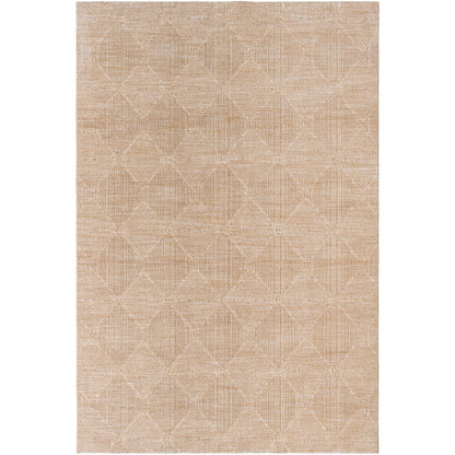 Masterpiece Beige Modern Geometric Fringe Rug