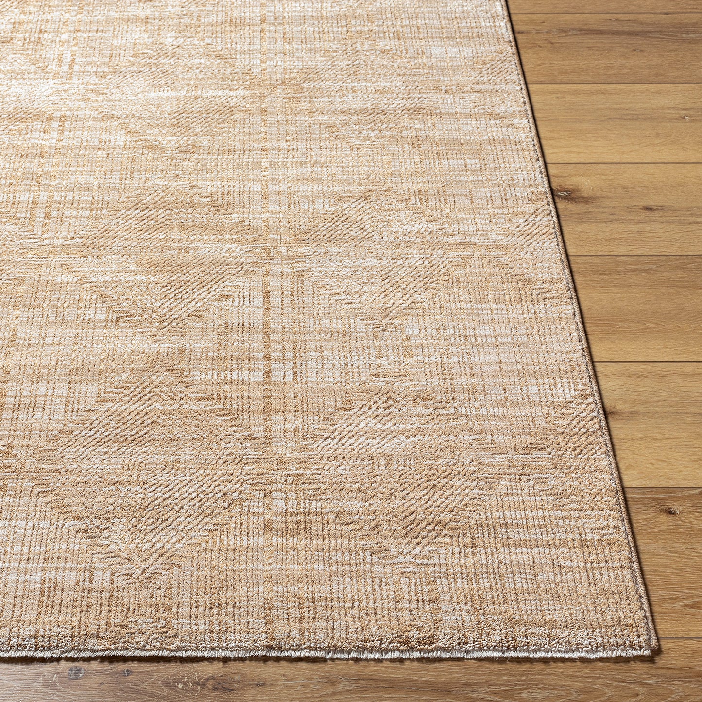 Masterpiece Beige Modern Geometric Fringe Rug