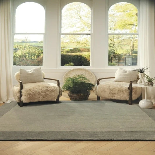 Origins Borders Taupe Luxury Wool Rug