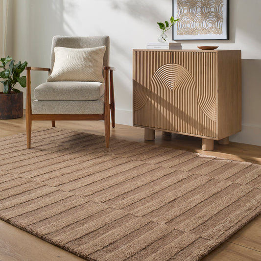 Idaho Brown Stripe Modern Wool Rug