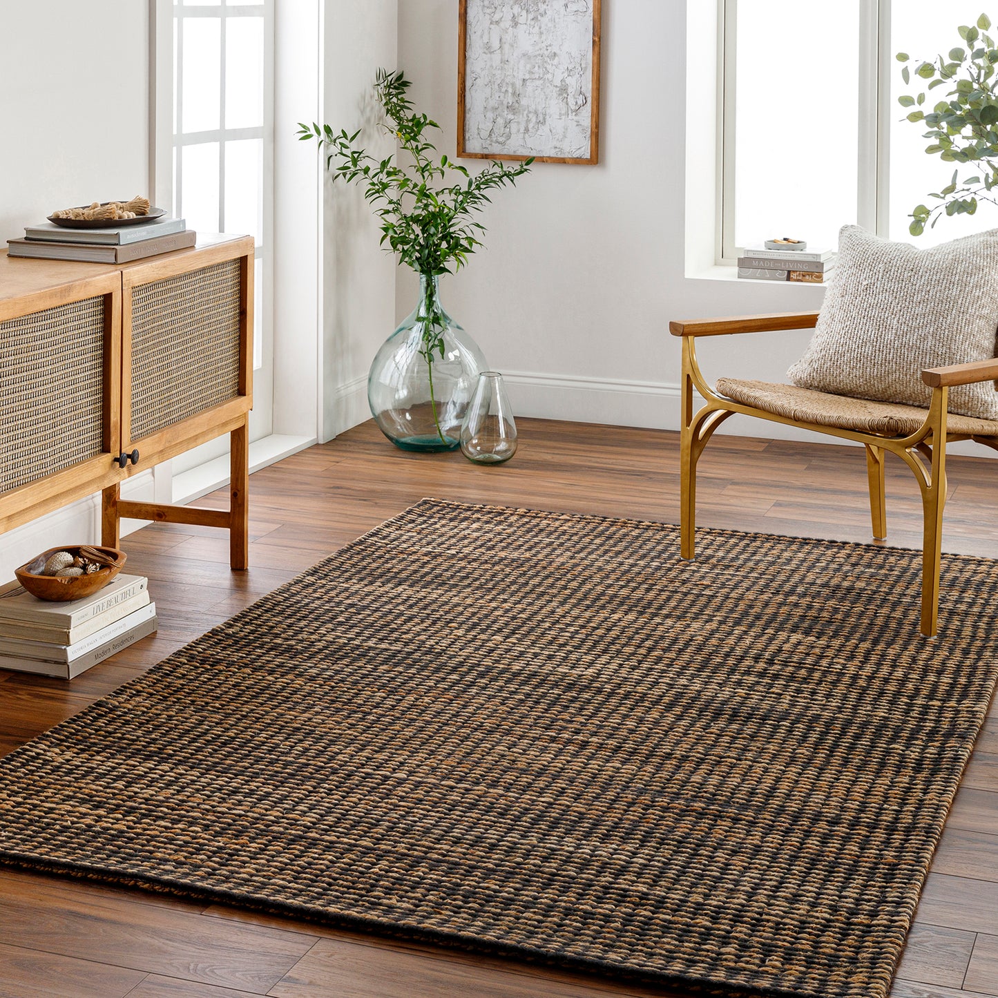 Priya Brown Modern Jute and Wool Rug