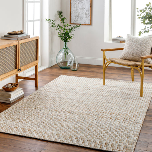 Priya Cream Modern Jute and Wool Rug