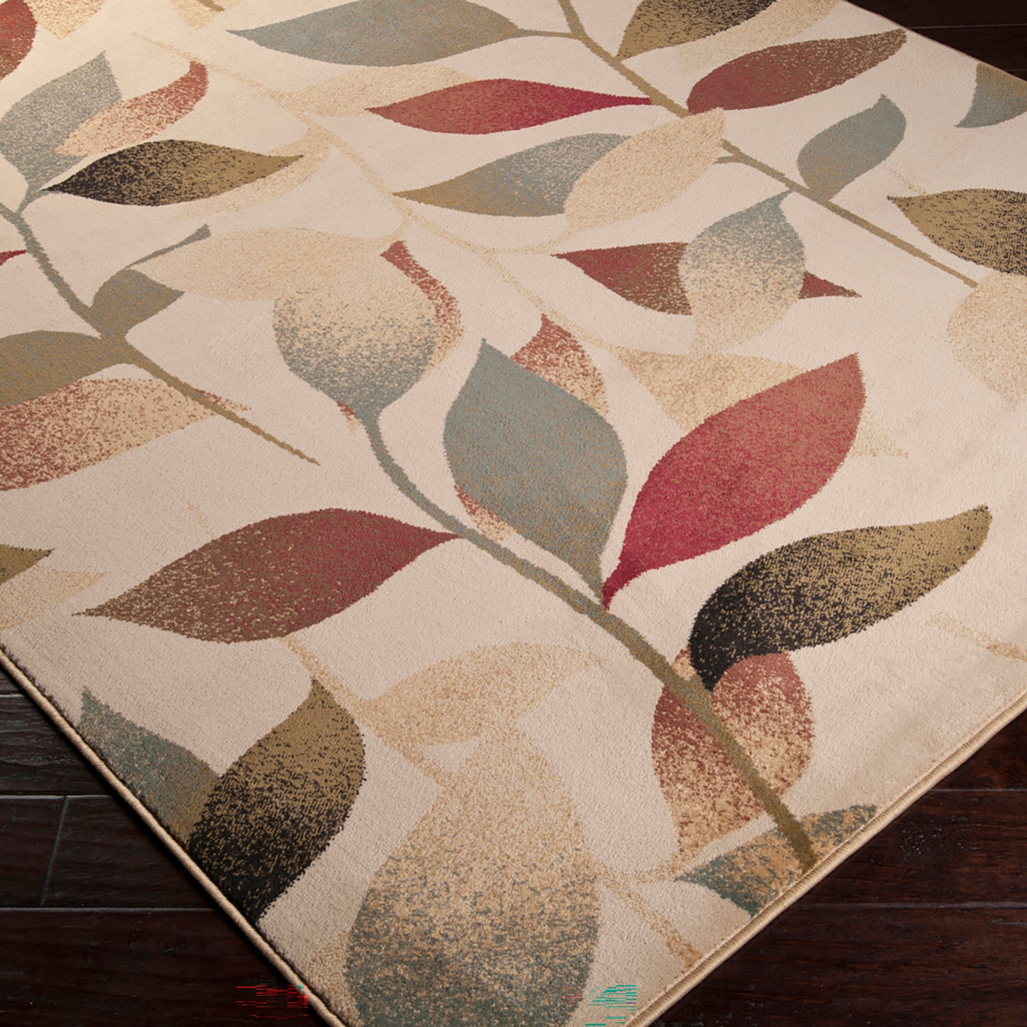 Riley Beige and Red Modern Graphic Rug
